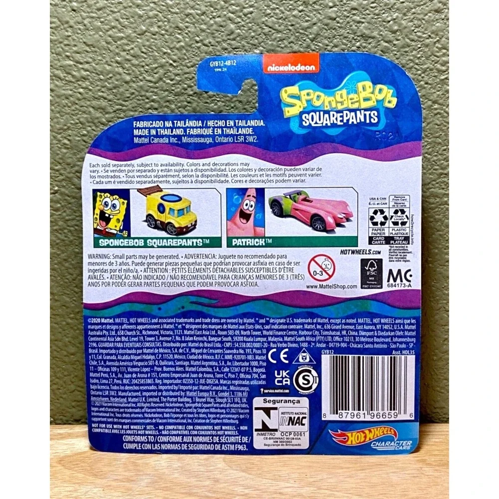 Hot Wheels‎ Nickelodeon Spongebob Squarepants Character Cars 1:64 Model NIP 2020